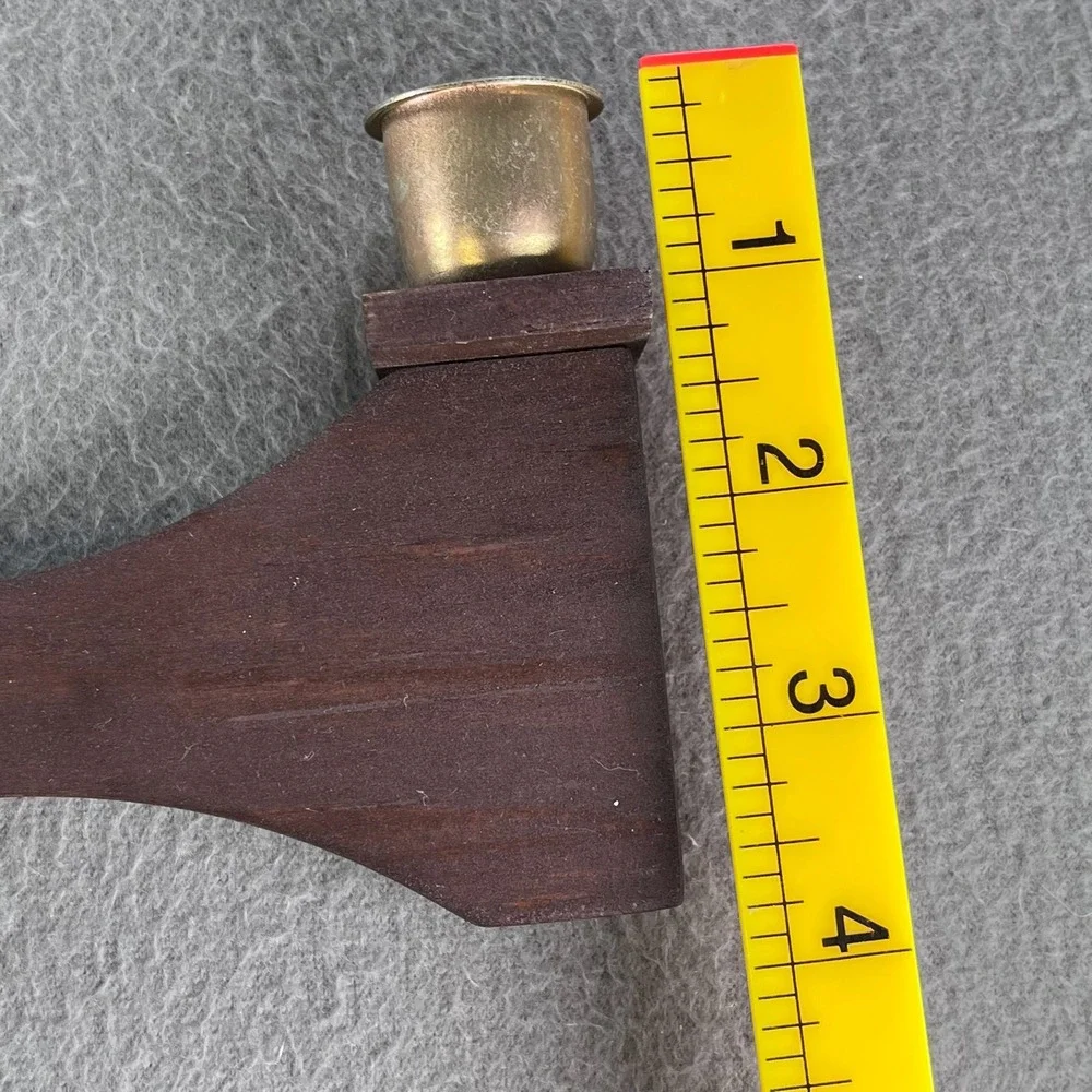 Vintage Danish Teak Style Articulated Folding Wood Brass 4 Light Candelabra MCM